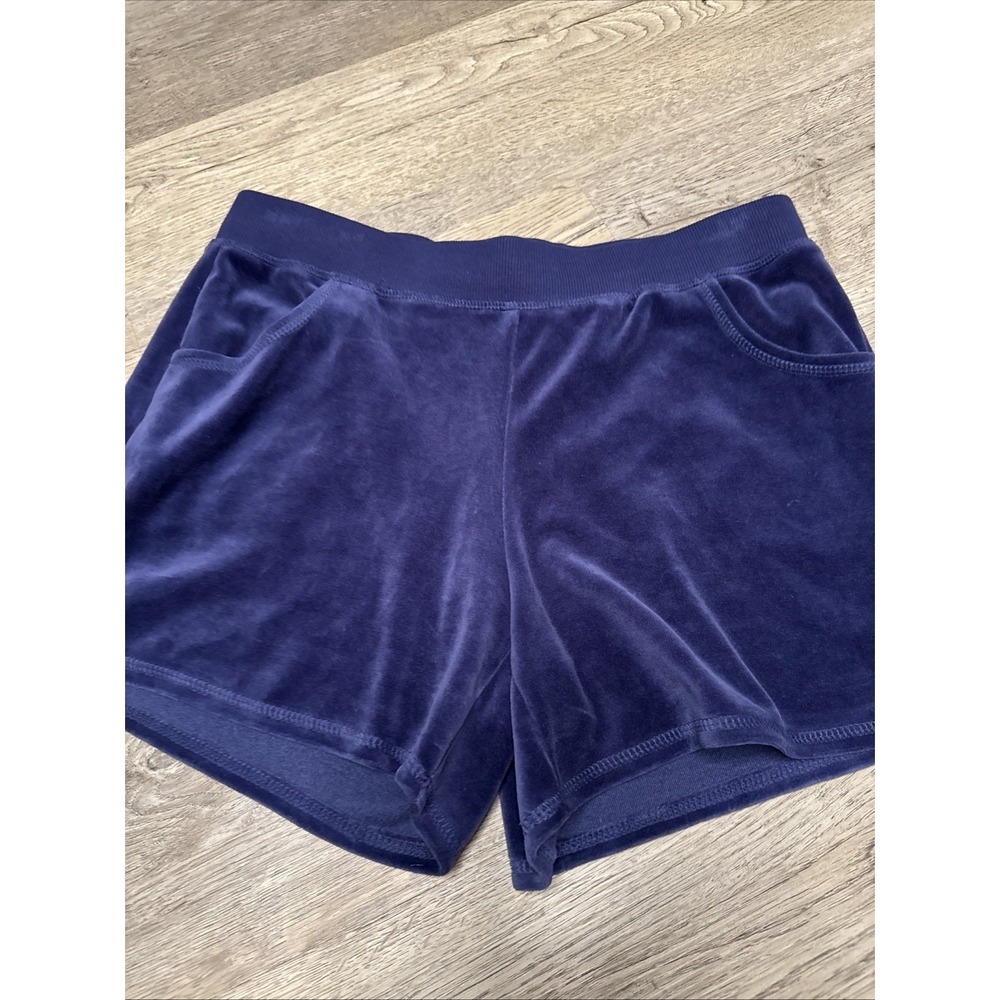 Boston Proper‎ Womens Navy Blue Velour Lounge Shorts Ribbed Waist Size M